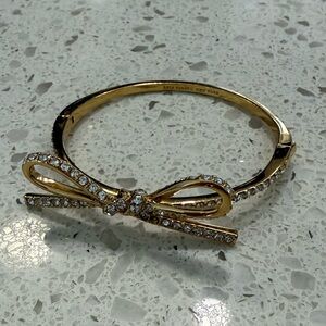 Kate Spade Gold Bow Bangle with Crystals